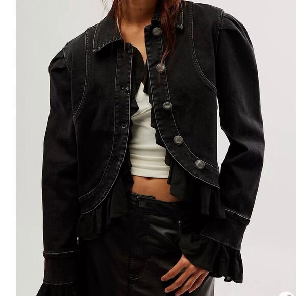 Free People Suki Jacket In Washed Black Size XL - Picture 10 of 10